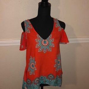 Orange and Teal Blouse